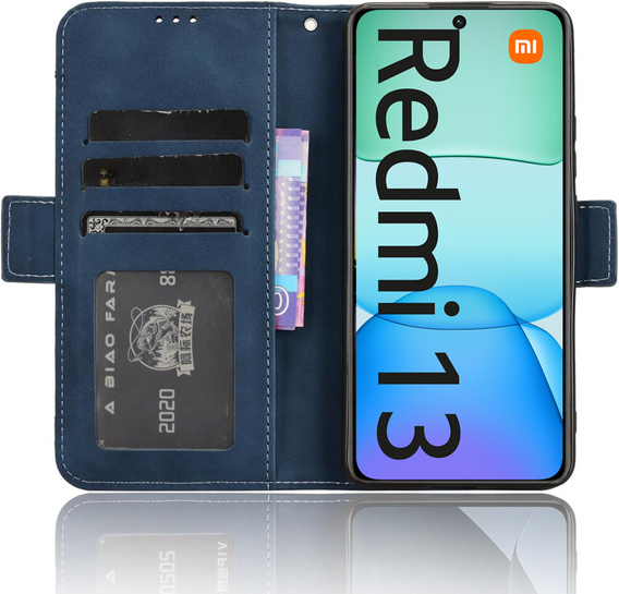 Klapkové puzdro pre Xiaomi Redmi 13, Card Slot, tmavomodré