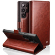 Flipové puzdro pre Samsung Galaxy S25 Ultra, QIALINO Leather Wallet, tmavohnedá