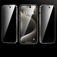 Puzdro pre iPhone 15 Pro, Privacy Dual Glass, pre MagSafe, strieborné