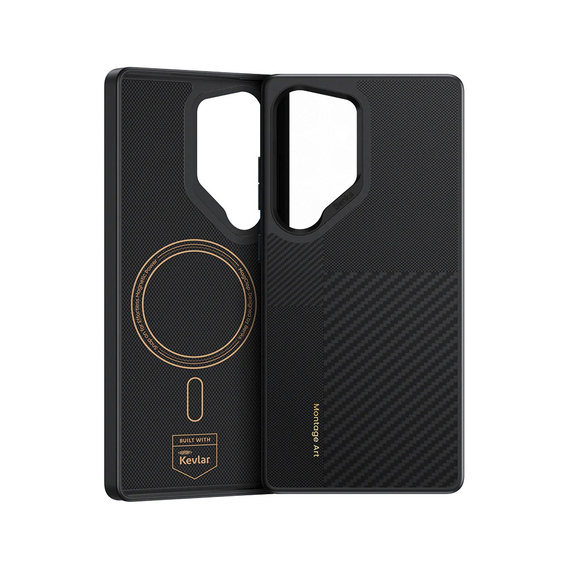 Puzdro BENKS Kevlar pre Samsung Galaxy S25 Ultra, pre MagSafe, Carbon Fiber, čierne