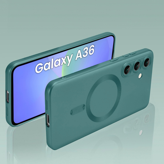 Puzdro pre Samsung Galaxy A36, ColorMag, pre MagSafe, zelený + tvrdené sklo 9H