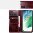 CASEME flipové puzdro pre Samsung Galaxy S21 FE, Waxy Textured, červené