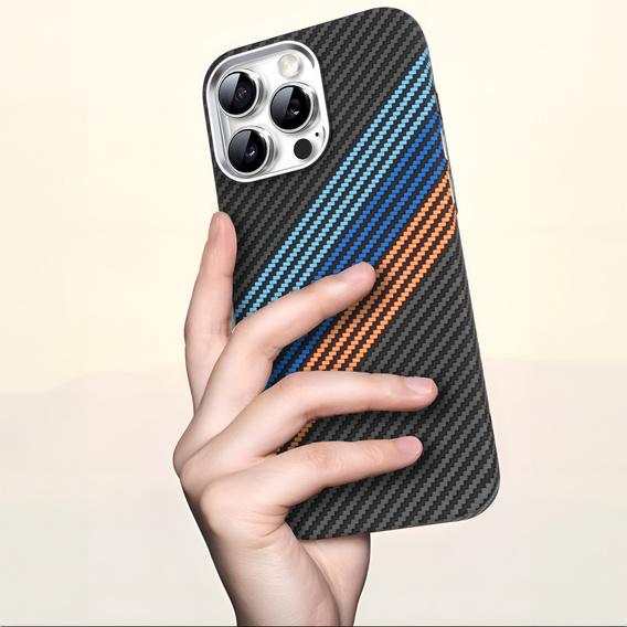 Puzdro pre iPhone 13 Pro, Carbon Fiber MagSafe, tmavomodré