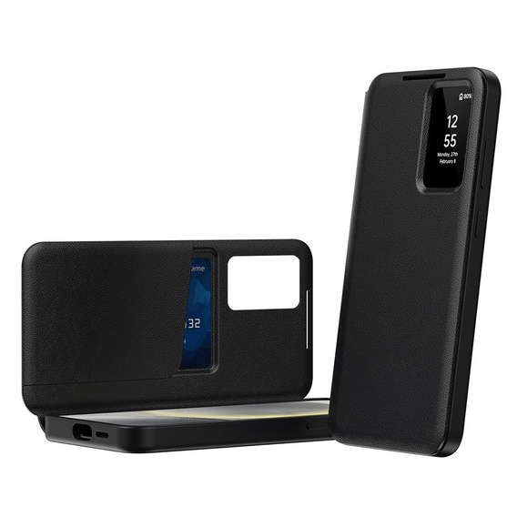 Flipové puzdro pre Samsung Galaxy A55 5G, Smart View Wallet, čierne