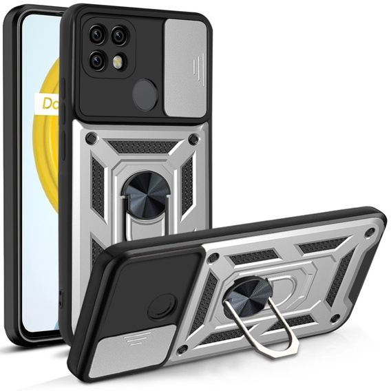 Obal na mobil pre Realme C21, CamShield Slide, strieborné