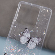Puzdro pre Xiaomi 13T / 13T Pro / Redmi K60 Ultra, Glitter Butterfly, biele