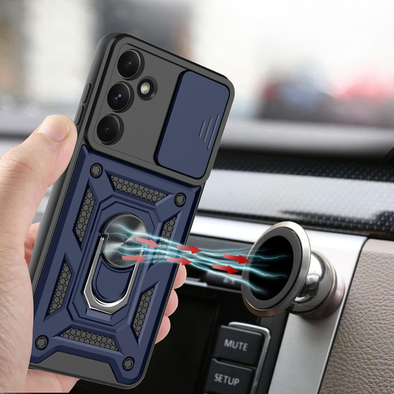 Pancierované puzdro pre Samsung Galaxy A26, CamShield Slide, modré + tvrdené sklo 9H