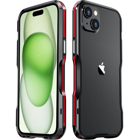 Puzdro LUPHIE pre iPhone 15 Plus, Armor Bumper, čierna / červená