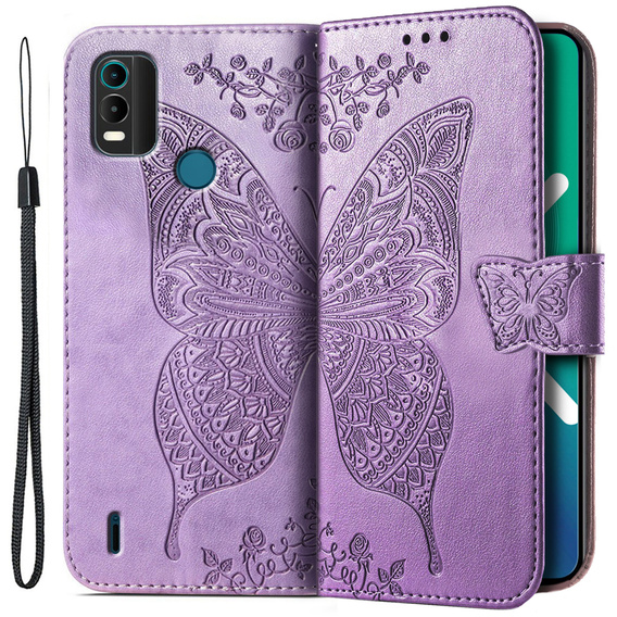 Klapkové puzdro pre Nokia C21 Plus, Butterfly, fialové