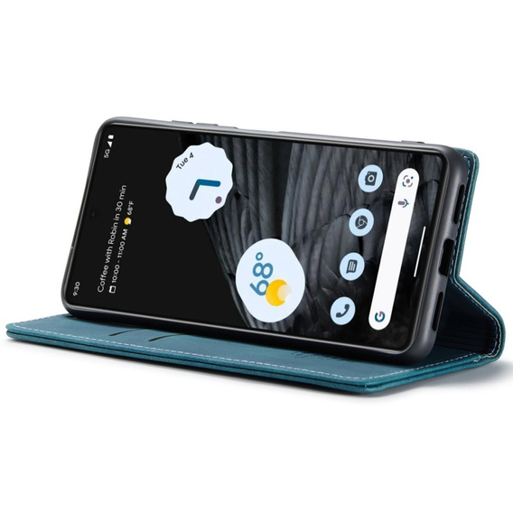CASEME puzdro pre Google Pixel 7, Leather Wallet Case, tyrkysové
