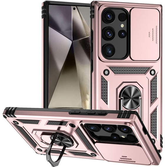 Obal na mobil pre Samsung Galaxy S24 Ultra, CamShield Slide, ružové rose gold