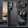CASEME flipové puzdro pre Samsung Galaxy S25 Ultra, Litchi Wallet, čierne