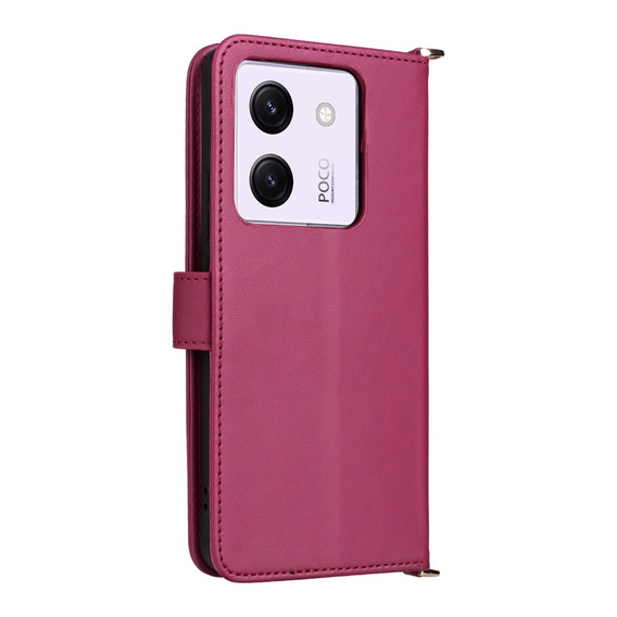 Puzdro s chlopňou pre Xiaomi Poco M7 Pro 5G, Crossbody Leather Wallet, bordové