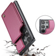 CASEME flipové puzdro pre Samsung Galaxy S25 Ultra, Litchi Wallet, červené