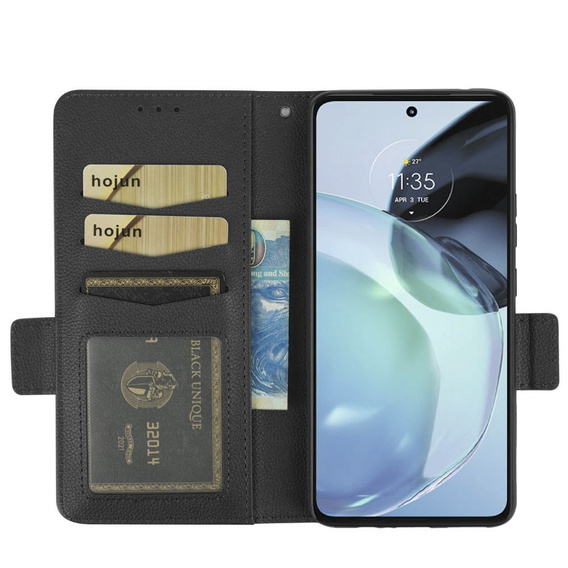 Klapkové puzdro pre Motorola Moto G72, Wallet Litchi Magnet, čierne
