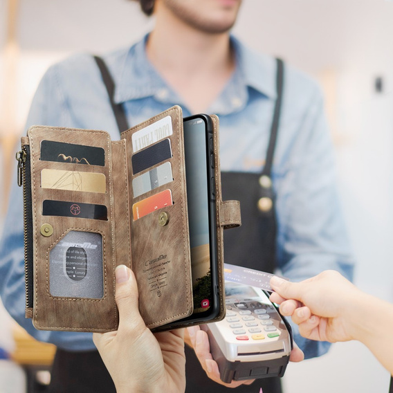 CASEME puzdro pre Samsung Galaxy A56 5G, Leather Wallet Cash and Card Slots, s remienkom, hnedé