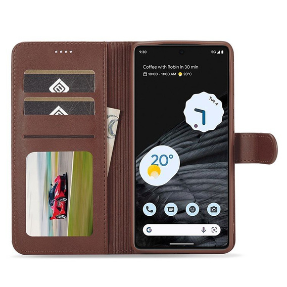 Klapkové puzdro pre Google Pixel 7 Pro 5G, LC.IMEEKE, hnedé