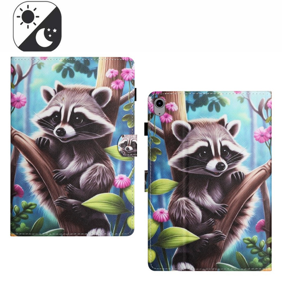 Puzdro pre iPad 10.9" 2022 (10 gen.), s chlopňou, raccoon