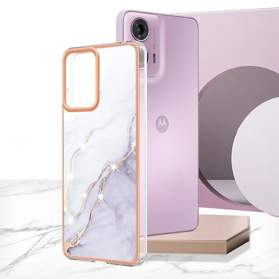 Ochranné puzdro pre Motorola Moto G24 / G24 Power / G04, Marble Slim Case, biele