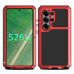 Puzdro s integrovaným sklom pre Samsung Galaxy S26 Ultra, červené