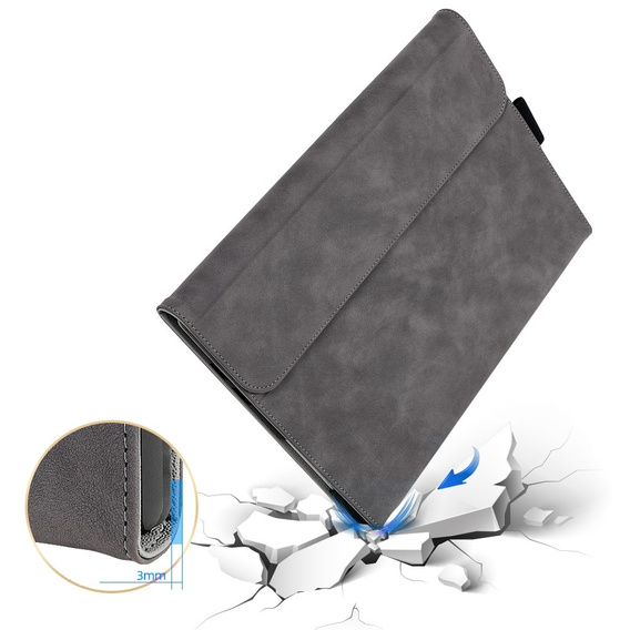 Obal na mobil pre Microsoft Surface Go 3/Go 2/Go, Wallet Pen Slot, sivé