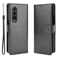 Klapkové puzdro pre Samsung Galaxy Z Fold3 5G, Crazy Horse Wallet, čierne