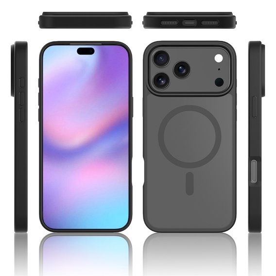 Matné puzdro pre iPhone 17 Pro, pre MagSafe, priesvitné čierne
