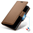 Puzdro pre Oppo A60, ERBORD Glossy Litchi, flipová peňaženka, hnedé