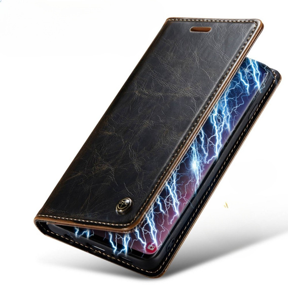 CASEME flipové puzdro pre Samsung Galaxy S10+ Plus, Waxy Textured, káva