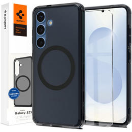 Puzdro MagSafe Spigen pre Samsung Galaxy S25, Ultra Hybrid, transparentné / čierne + tvrdené sklo 9H