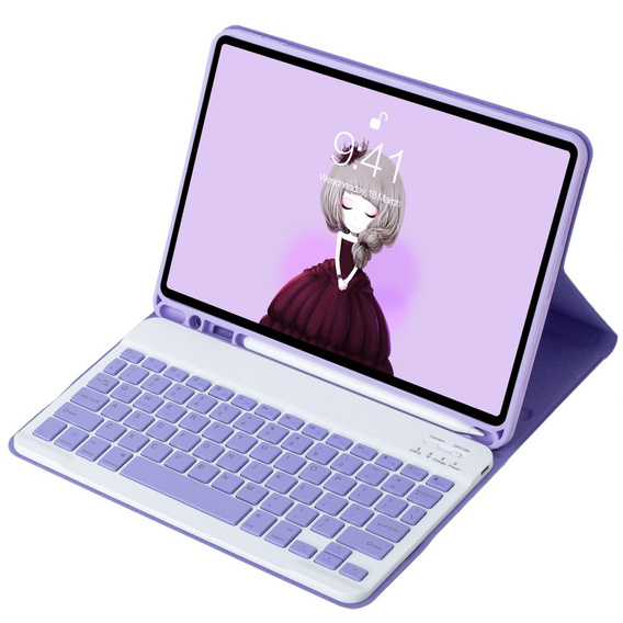 Puzdro s bluetooth klávesnicou pre iPad 11" 2025 A16 (11 gen.) / iPad 10.9" 2022 (10 gen.), fialové