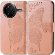 Klapkové puzdro pre Xiaomi Poco F7 Ultra, Butterfly, ružové rose gold