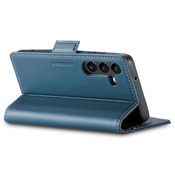 Puzdro pre Samsung Galaxy A55, ERBORD Glossy Litchi, flipová peňaženka, modré