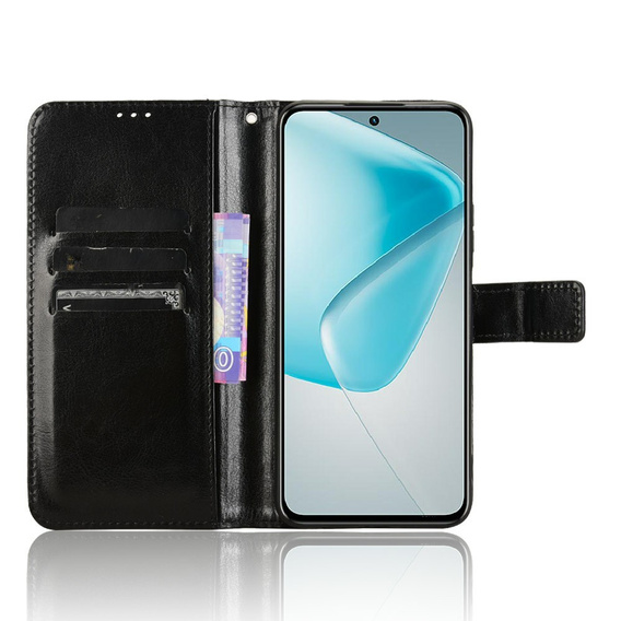 Klapkové puzdro pre Infinix Hot 50 Pro+ 4G, Crazy Horse Wallet, čierne
