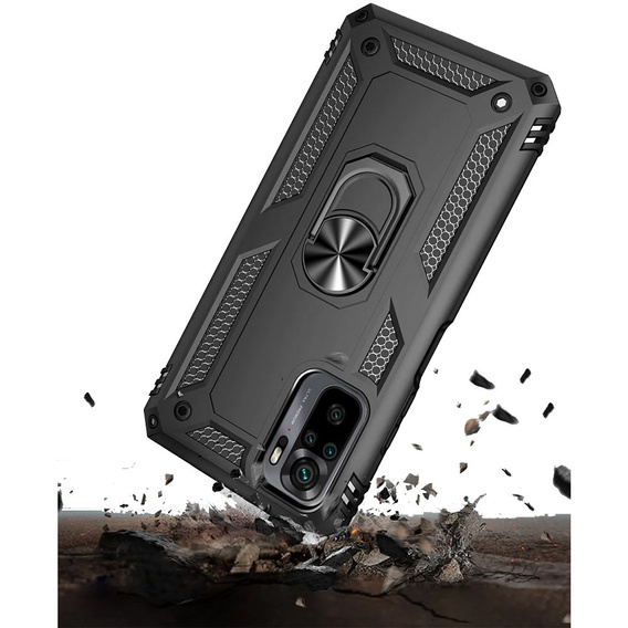 Pancierované obal na mobil pre Xiaomi Redmi Note 10/10S, Nox Case Ring, čierne