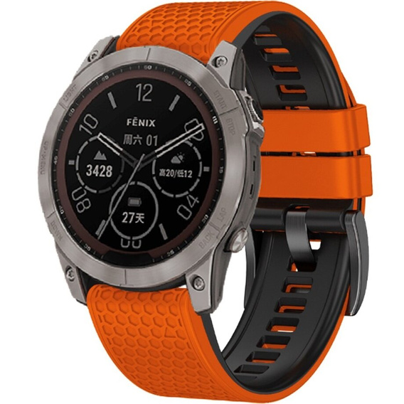 Silikónový remienok pre Garmin Fenix 7 / Forerunner 965 / 955 / 945 / 935, oranžový / čierny