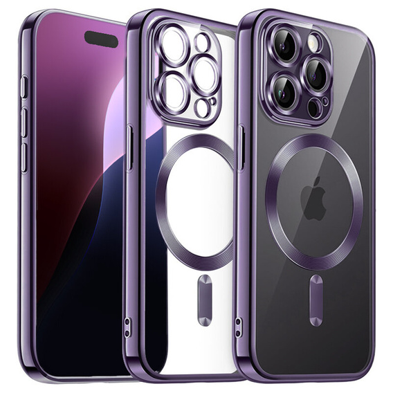 Puzdro pre iPhone 16 Pro, Electro MagSafe, fialové + sklo na displej