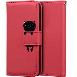 Klapkové puzdro pre Xiaomi Redmi Note 8 Pro, Wallet Cat, červené