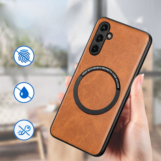 Obal na mobil pre Samsung Galaxy A14 5G, Leather Hybrid MagSafe, hnedé