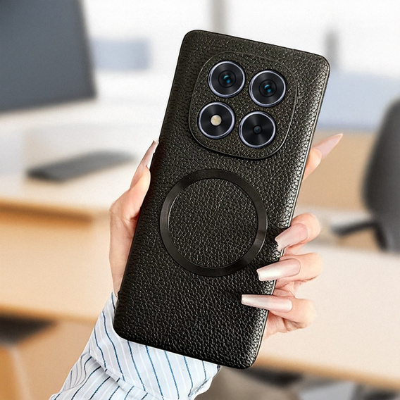 Obal na mobil pre Xiaomi Redmi Note 14 Pro 5G, Leather Hybrid MagSafe, čierne