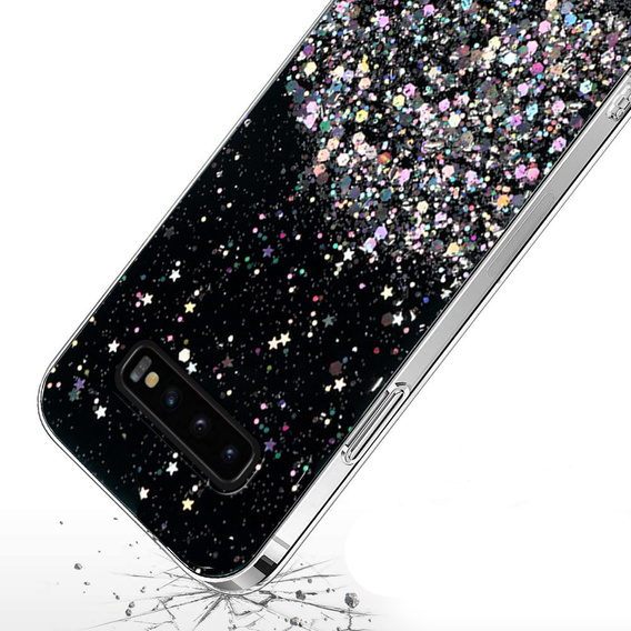 Obal na mobil pre Samsung Galaxy S10 Plus, Glittery, čierne
