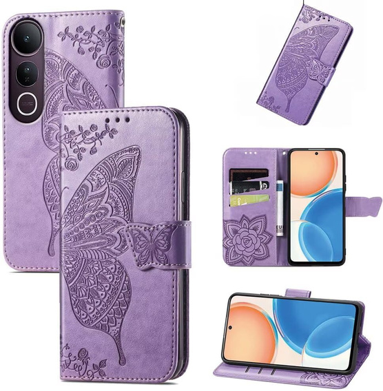 Klapkové puzdro pre Vivo V50 Lite 4G / 5G, Butterfly, fialové