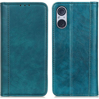 Obal na mobil pre Sony Xperia 5 V, Wallet Litchi Leather, zelený