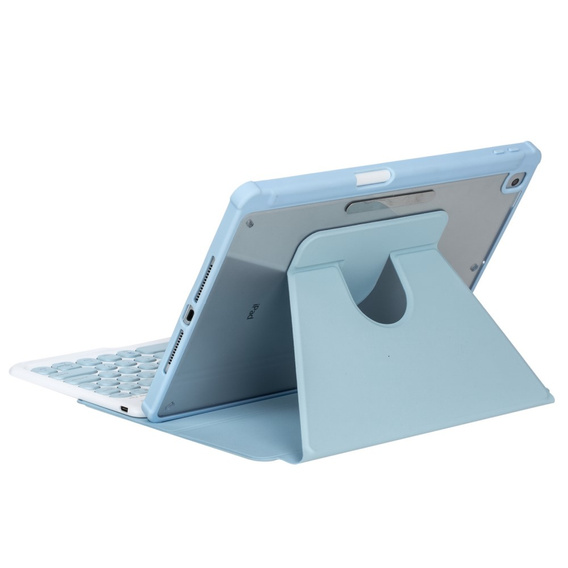 Puzdro s klávesnicou pre iPad 11" 2025 A16 (11 gen.) / iPad 10.9" 2022 (10 gen.), Rotary 360° Leather, svetlomodré