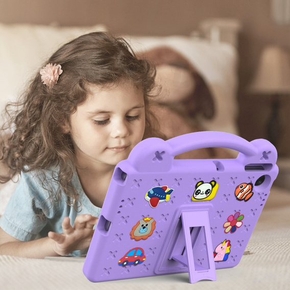 Detské puzdro pre Lenovo Tab TB311FU, Cute Patterns, so stojanom, fialové