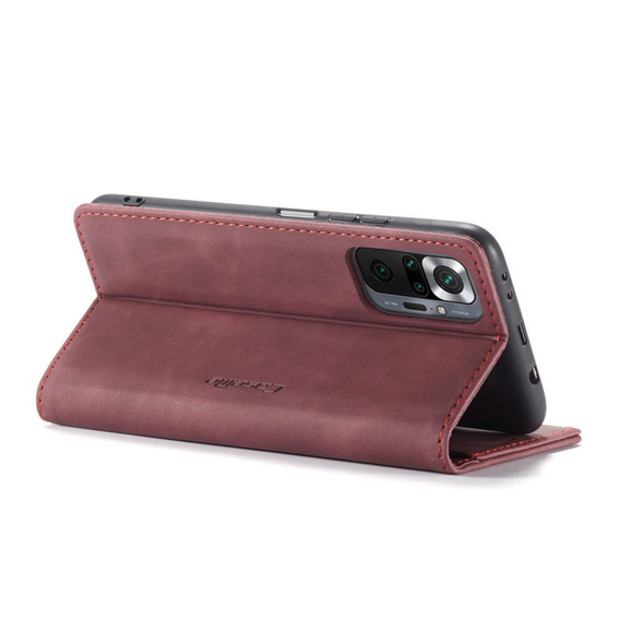CASEME puzdro pre Xiaomi Redmi Note 10 Pro, Leather Wallet Case, červené