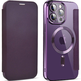 Klapkové puzdro pre iPhone 14 Pro Max, RFID Wallet MagSafe CamShield, fialové