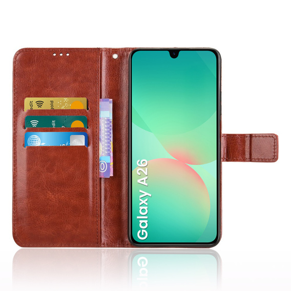 Klapkové puzdro pre Samsung Galaxy A26, Crazy Horse Wallet, hnedé
