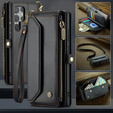 Puzdro CASEME pre Samsung Galaxy S25 Ultra, RFID Leather Wallet, s popruhom cez rameno, čierne