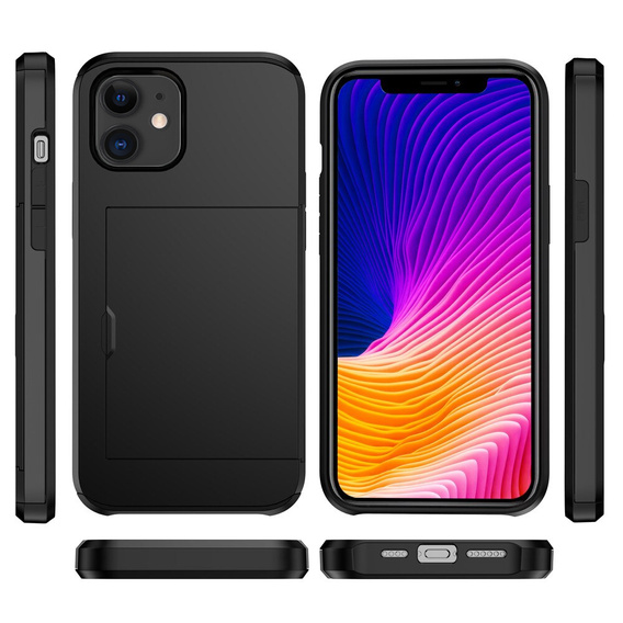 Obal na mobil pre iPhone 11, Sliding Card Holder, čierne